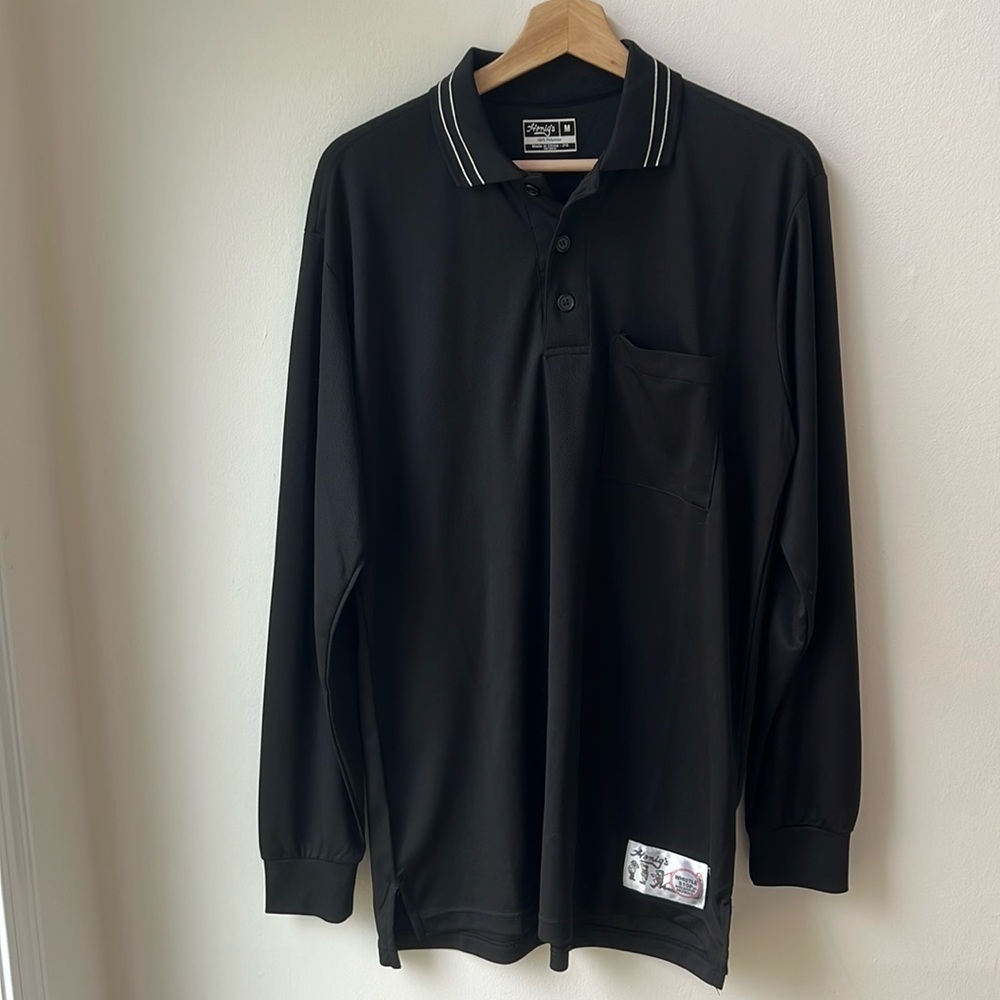 Honigs Men’s Classic Black Long Sleeve Referee / Umpire Shirt Size Medium